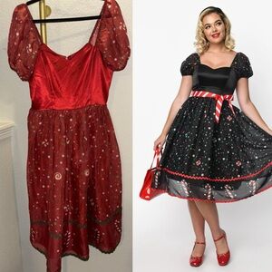 NWOT Unique Vintage Red Holiday Midi Dress